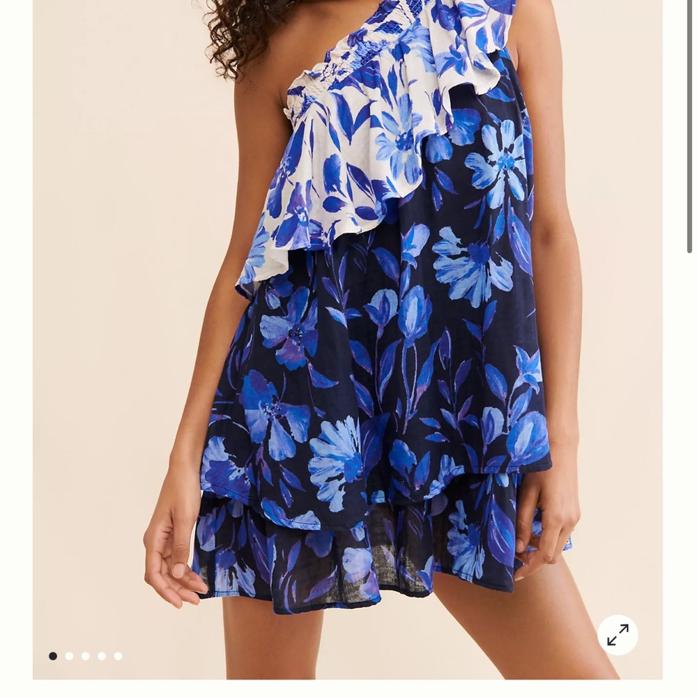 Anthropologie Blue and White Floral Dress
